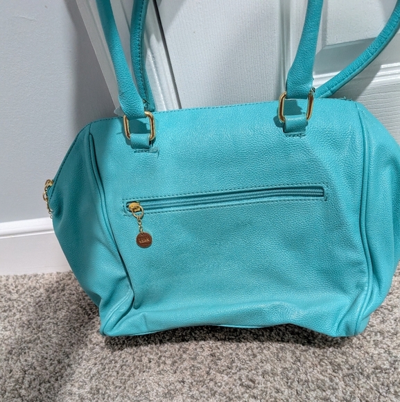 Lulu by Lulu Guinness Turquoise Blue Satchel with Gold Hardware - Picture 5 of 11